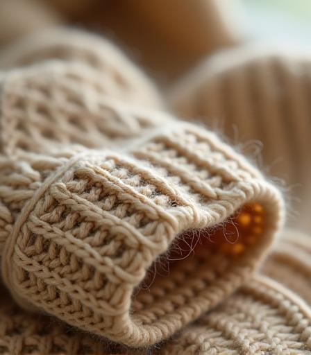 고급 울과 실크로 엮은 섬세한 손뜨개 스웨터